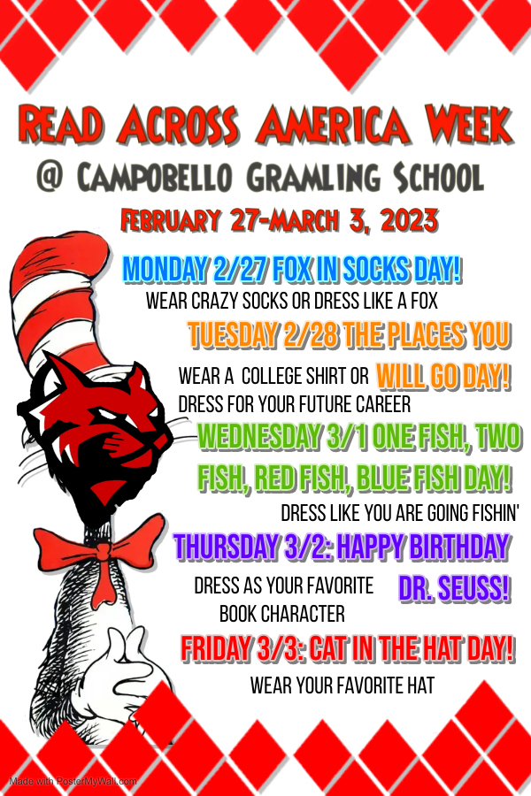 Read Across America Week CGS Campobello Gramling School