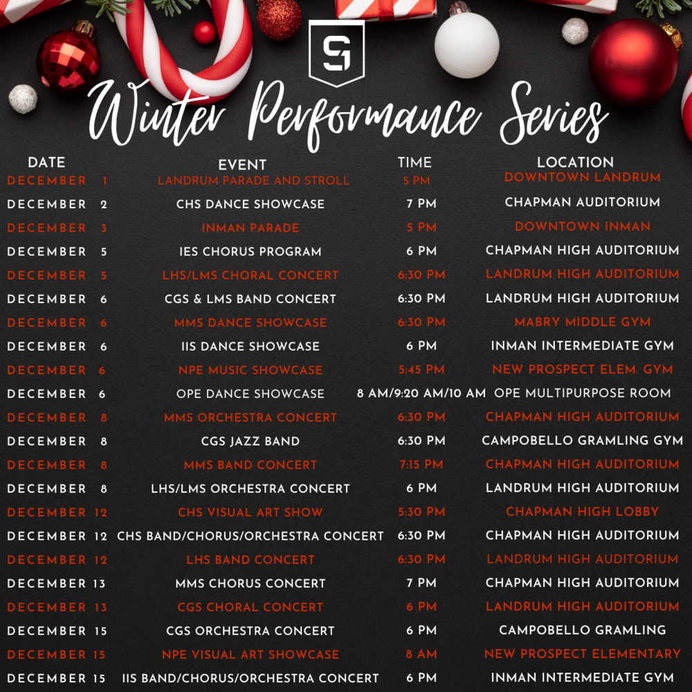 Winter Performance Schedule